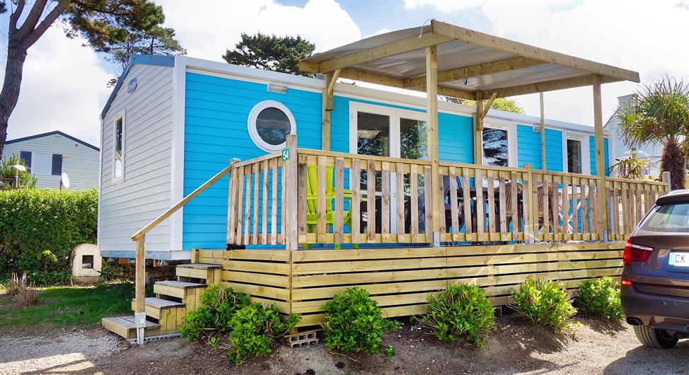 3-star campsite Côte de Granit Rose 3-bedroom mobile home pitch 96 sea view covered terrace - Camping Armor Loisirs