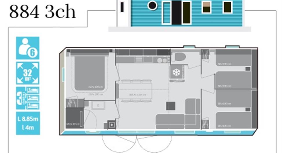 3-star campsite Côte de Granit Rose 3-bedroom mobile home pitch 96 sea view covered terrace - Camping Armor Loisirs